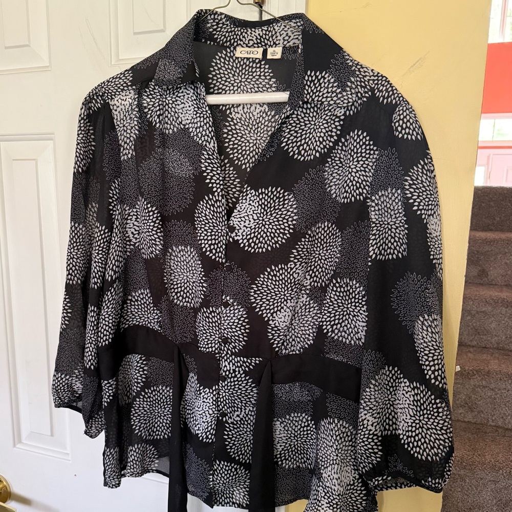 Cato Black and White Women's Top